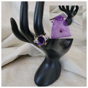 Purple Amethest Gold Trim Ring